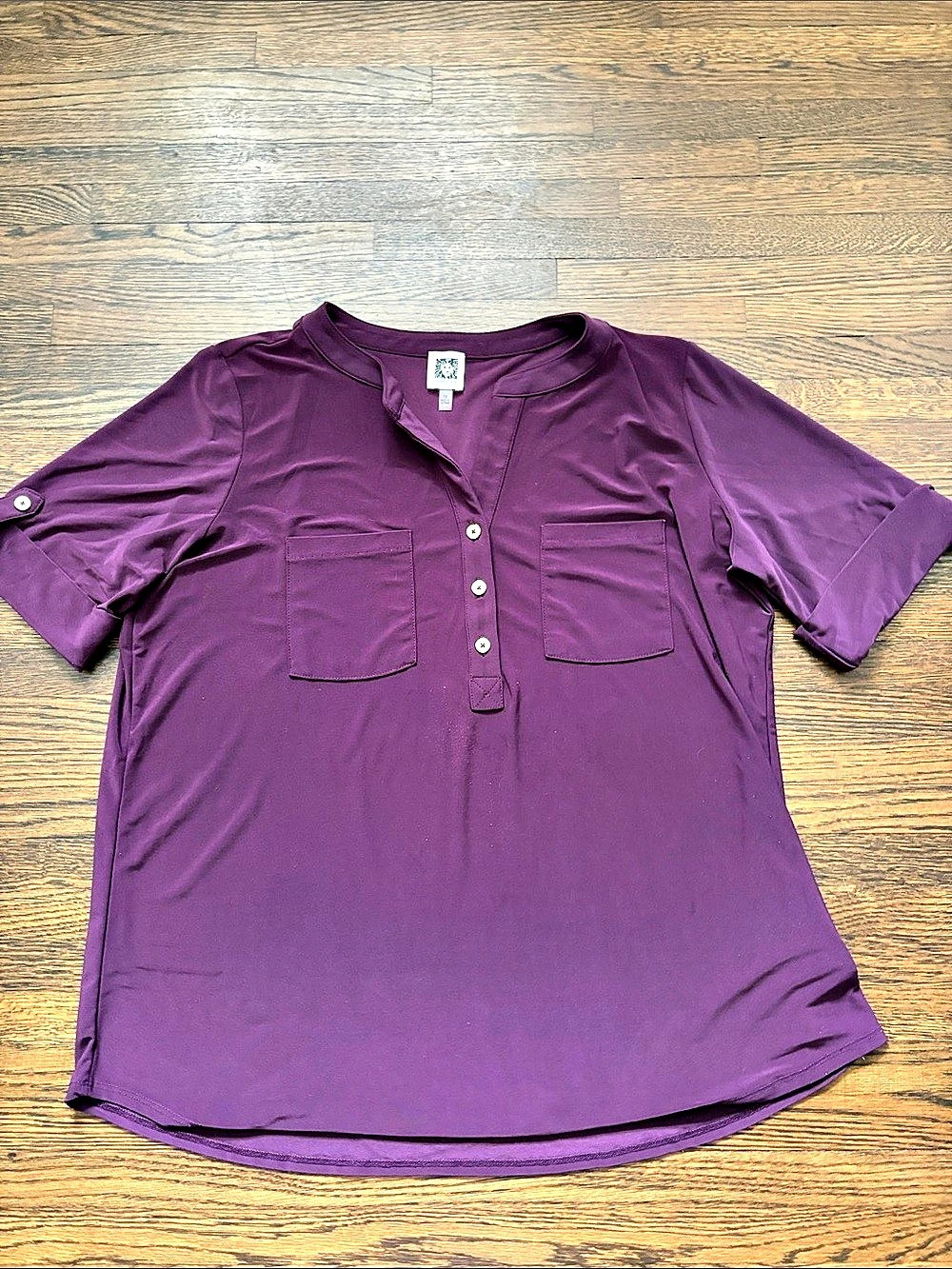 Anne Klein Purple Utility Tunic Top Size 1X
